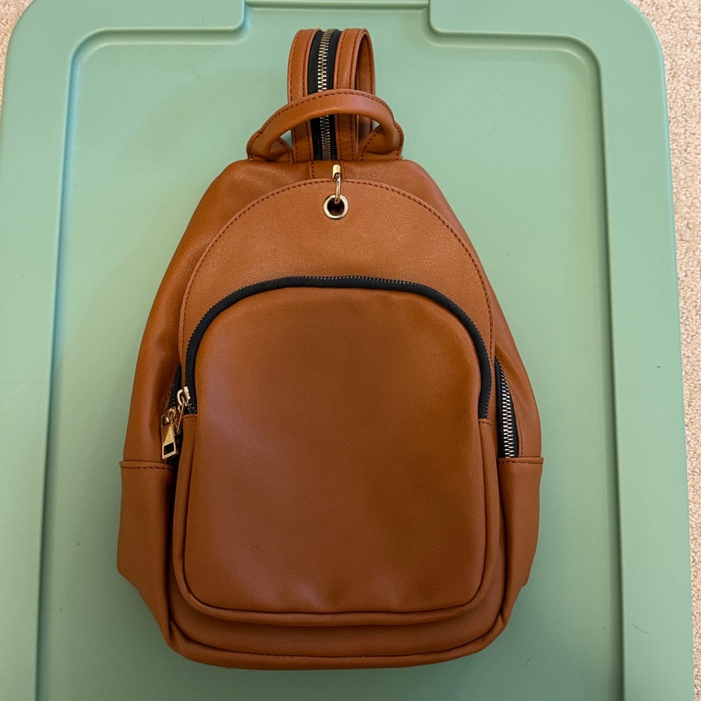 Olivia Miller Brown Faux Leather Mini Backpack Purse